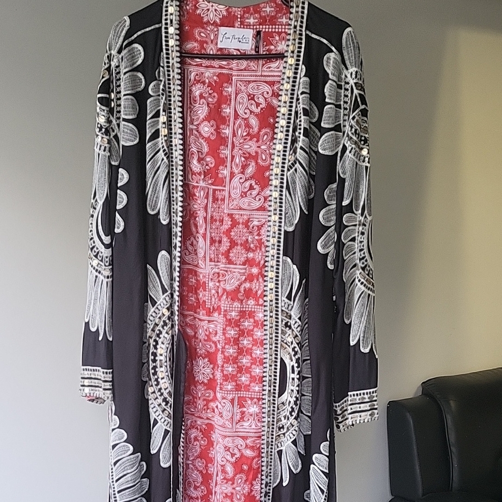 Free People Black and White Bohemian Kimono - Picture 5 of 12